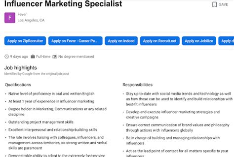 Influencer Specialist Entry Level