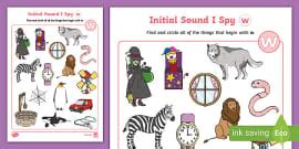 Initial Sounds I Spy J V W Y Z Activity Pack