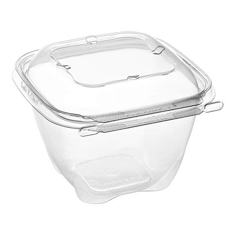Inline Plastics Ts16 Safe T Fresh 16 Oz Clear Polyethylene Tamper Resistant Square Hinged Food Container 240 Case Splyco Com