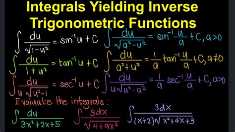 Integrals Yielding Inverse Trigonometric Functions Tagalog Filipino Integrals Yielding Inverse Trigonometric Functions Tagalog Filipino