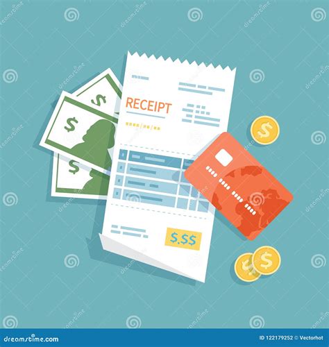 Invoice With Money Credit Card Gold Coins Paper Check Receipt Bill