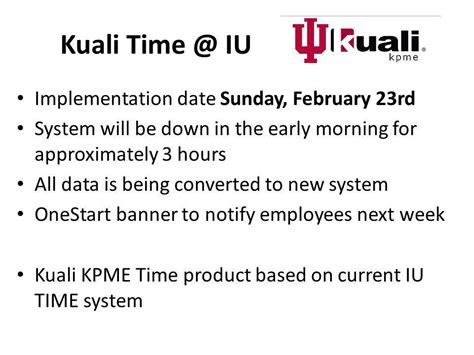 IU Kuali Time Schedule