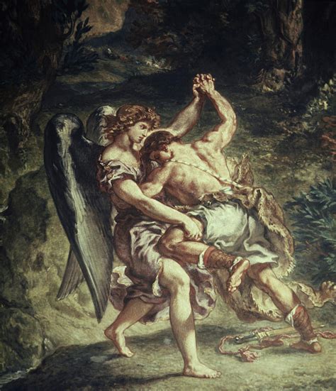 Jacob Wrestles With The Angel Painting By Artist Eugene Delacroix