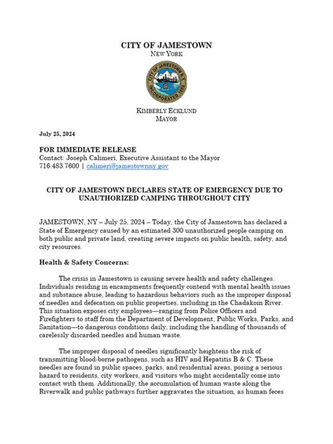 Jamestown Declares State Of Emergency