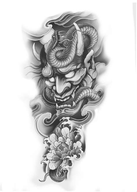 Japan Oni Mask And Flower Tattoo Idea Tam Kol D Vme Maori
