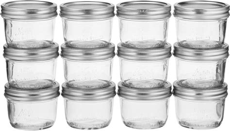 Jars Reagent Bottles Kerr Wide Mouth Half Pint Glass Mason Jars 8 Ounces With Lids And Bands 2 Jar Pack Wide E W Industrial Work Boots Shoes