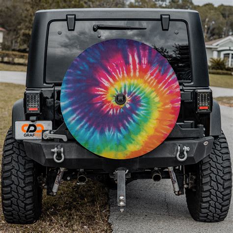 Jeep Spare Tire Cover Jeep Girl Triangle Tie Dye Spare Tire Cover