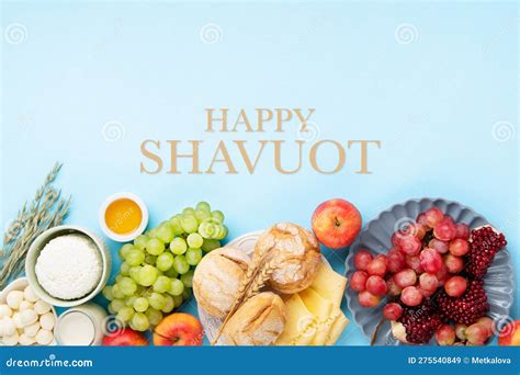 Jewish Shavuot Holiday Card Dairy Products Grapes Cheese Bread