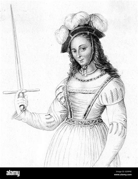 Joan Of Arc French Heroine In A Dress And Feather Topped Hat With