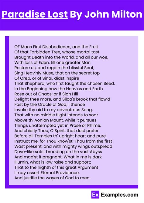 John Milton Paradise Lost Poem Summary Sitedoct Org