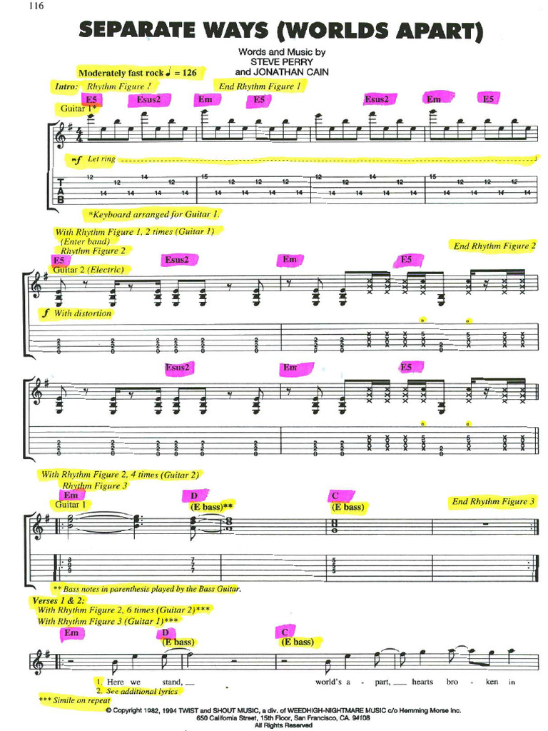 Journey Separate Ways Chords Chordify