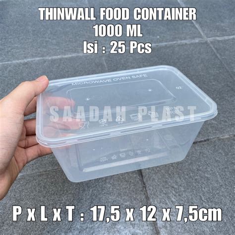 Jual Thinwall Kotak 1000 Ml Persegi Food Container Square 1000 Ml Di
