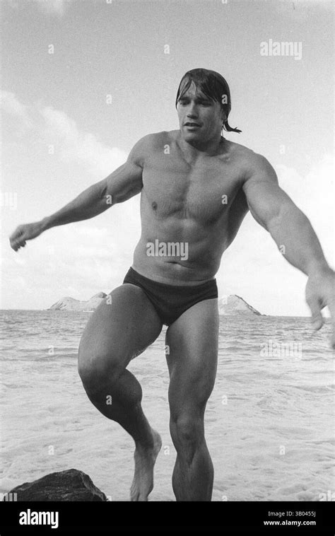Jun 26 1979 Honolulu Hi Usa Professional Bodybuilder Arnold Schwarzenegger Gets Out Of The Water Dressed In A Pair Of Speedo Swimming Suit Born In A Small Village In Austria Arnold Took