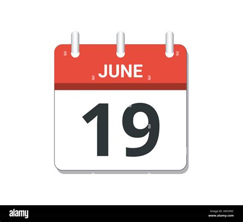 June 19Th Calendar Icon Vector Concept Of Schedule Business And Tasks