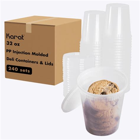 Karat 16 Ounce Recyclable Polypropylene Deli Containers With Lids Pack Of 240