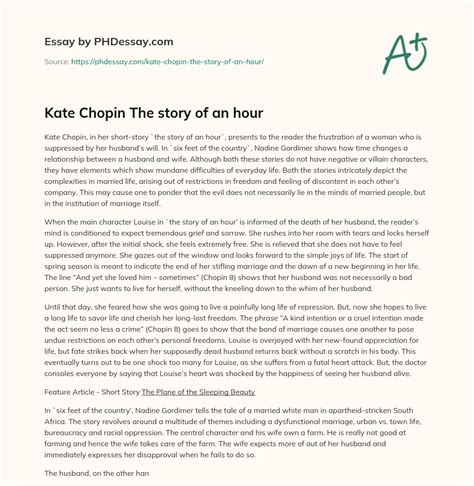 Kate Chopin The Story Of An Hour Phdessay Com