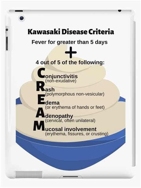 Kawasaki Disease Criteria Cream Medical Mnemonic Ipad Case Skin