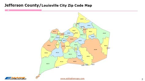 Kentucky Jefferson Louisville Zip Code Map Editable Powerpoint Maps