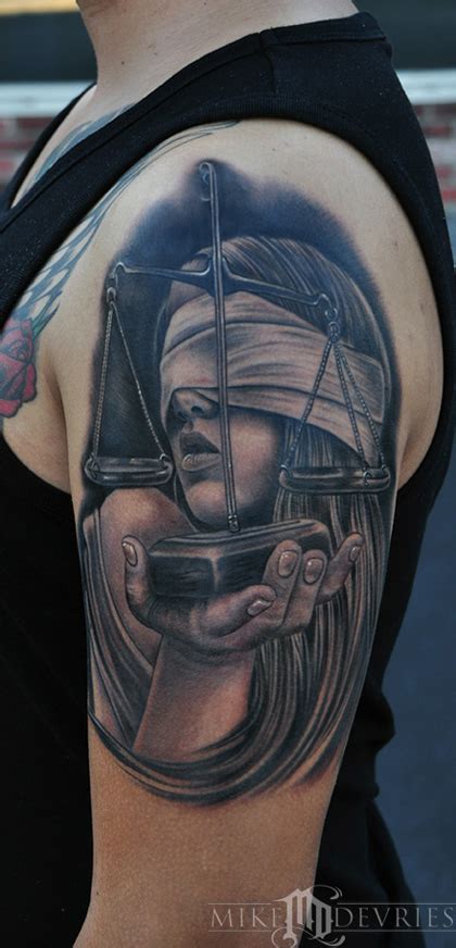 Lady Justice Tattoo By Mike Devries Tattoos Lady Justice Tattoo By Mike Devries Tattoos