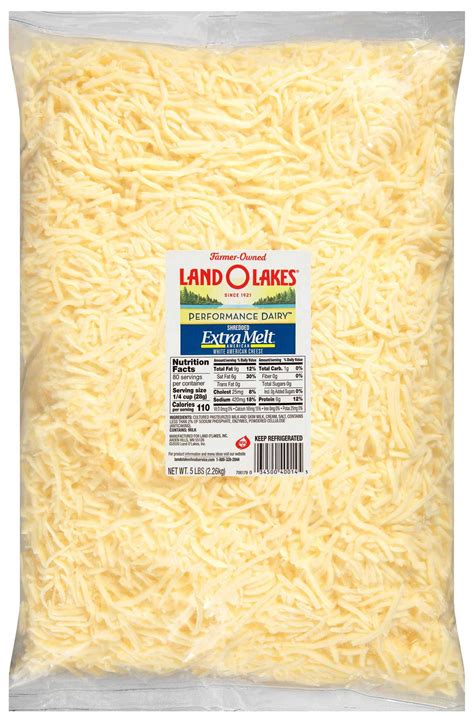 Land O Lakes Extra Melt Shredded Process Yellow American Cheese 5 Pound 4 Per Case
