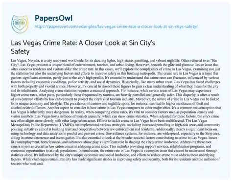 Las Vegas Crime Rate A Closer Look At Sin City S Safety Free Essay Example 556 Words Papersowl Com