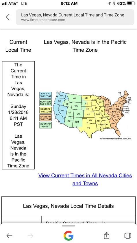 Las Vegas NV Time Zone Information