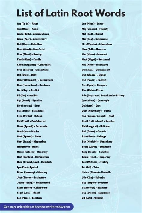 Latin Root Words
