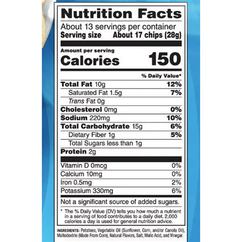 Lay Amp 39 S Salt And Vinegar Chips Nutrition Facts Eat This Much