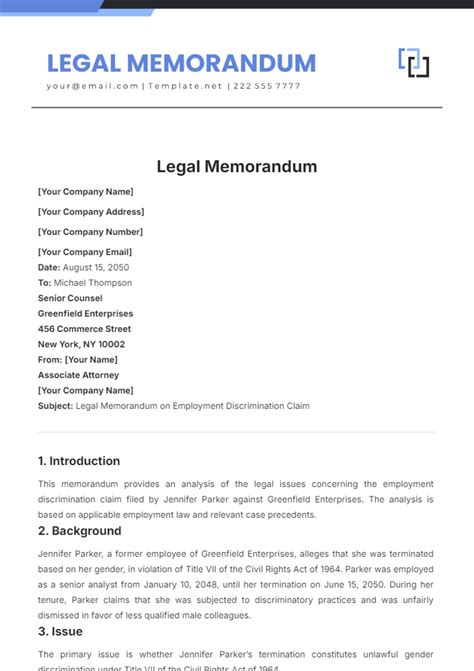 Legal Memorandum Template Guide