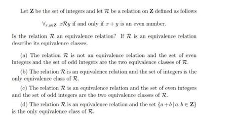 Let R Be The Relation On The Set Z Of All Integers Defined By X Y R X