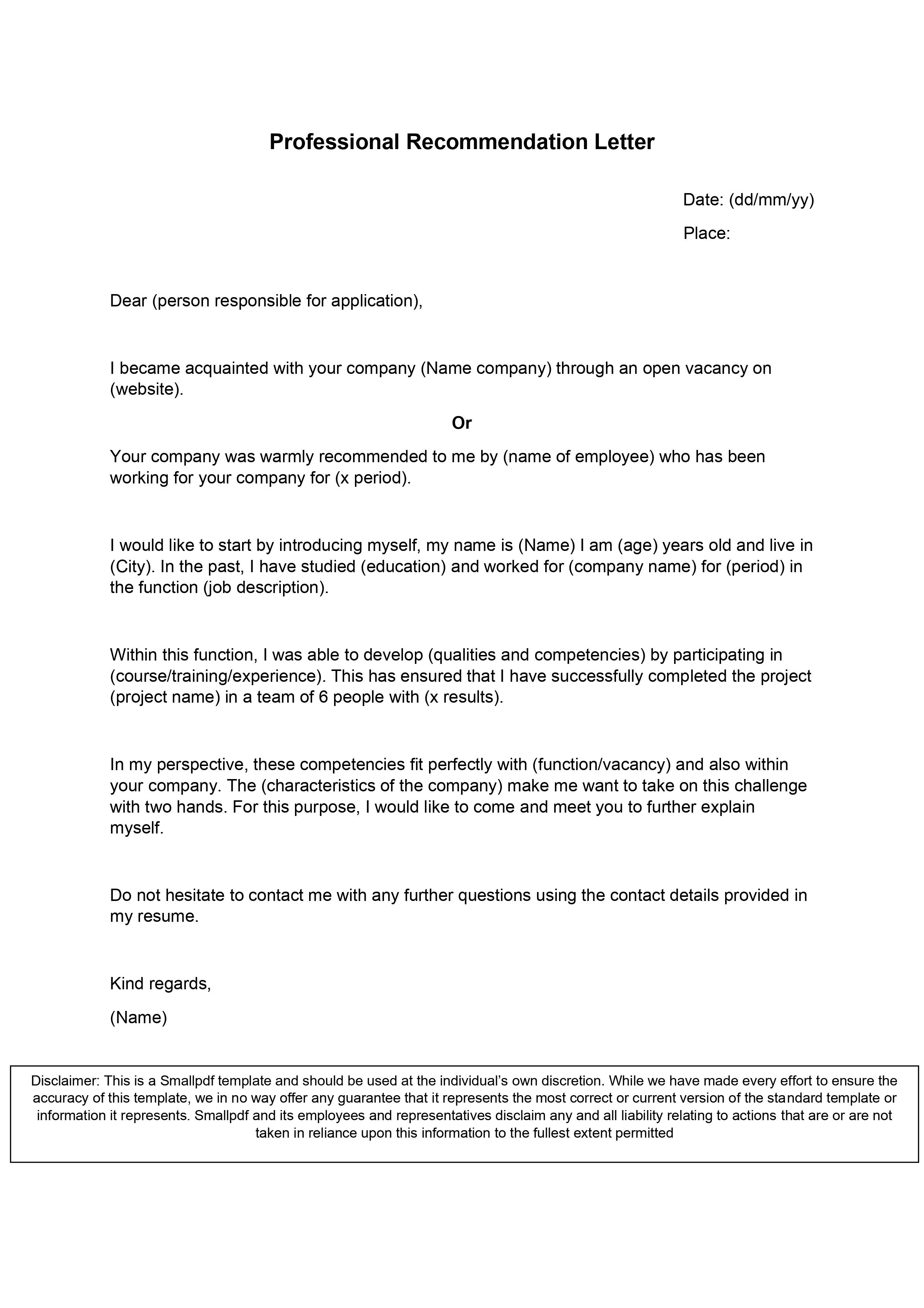 Letter of Recommendation Examples