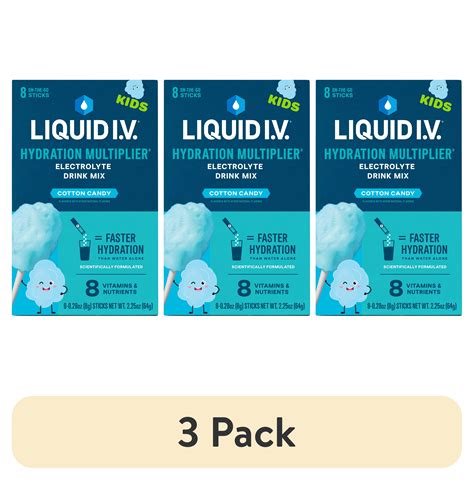 Liquid I V Cotton Candy Hydration Multiplier Powdered Electrolyte