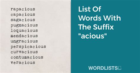 List Of Words With The Suffix Acious