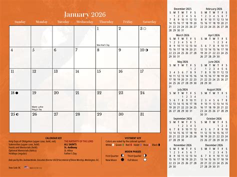 Liturgical Calendar 2026 Printable
