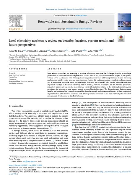 Local Electricity Markets A Review On Benefits Barriers Current Trends And Future Perspectives Sciencedirect Local Electricity Markets A Review On Benefits Barriers Current Trends And Future Perspectives Sciencedirect