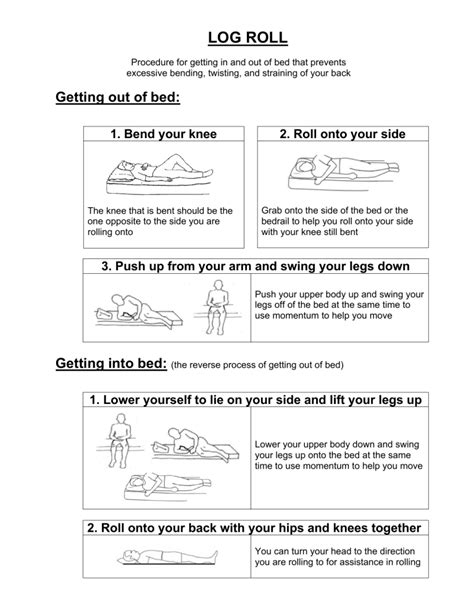 Log Roll Technique Getting In And Out Of Bed Safely