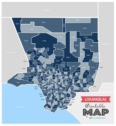 Los Angeles California Zip Codes Map