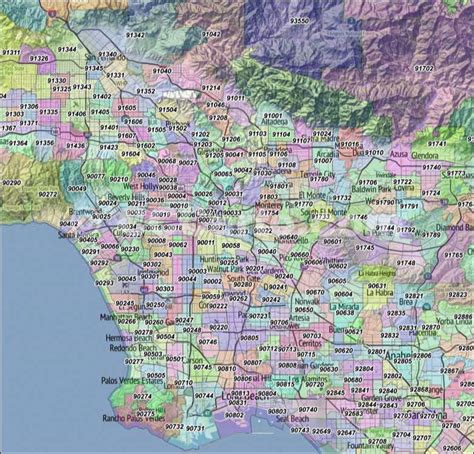 Los Angeles County California Zip Codes Map Los Angeles County California Zip Codes Map