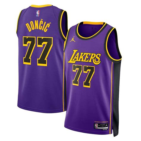 Los Angeles Lakers Jordan Brand Statement Edition Swingman Jersey Purple Luka Don I Unisex Los Angeles Lakers Jordan Brand Statement Edition Swingman Jersey Purple Luka Don I Unisex