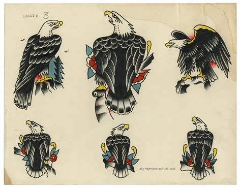 Lot American Eagle Tattoo Designs By Huck Spaulding Voorheesville New York Ca 1970