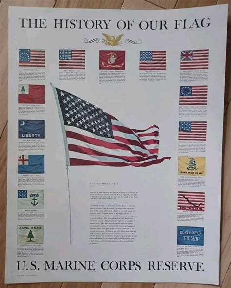 Lot Of 4 Us Marine Corps History Of Our Flag Posters Vg Reprints Ebay