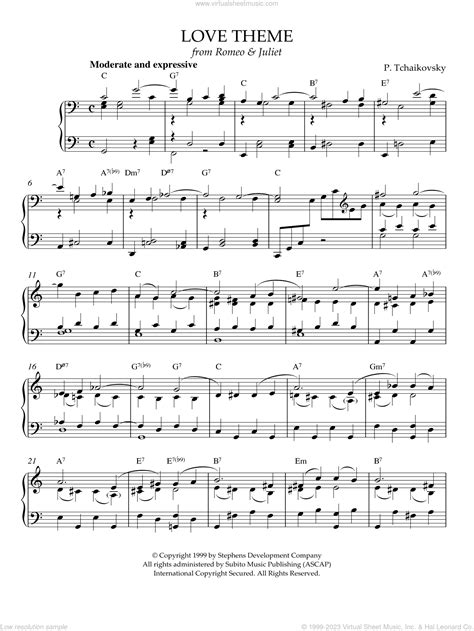 Love Theme Romeo And Juliet Piano Sheet Music From Romeo And Juliet