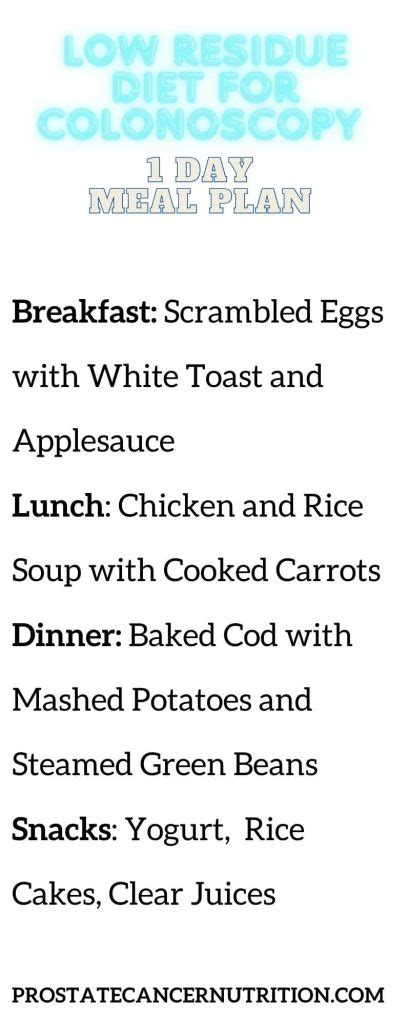 Low Residue Diet For Colonoscopy Dietitian S Guide Prostate Cancer