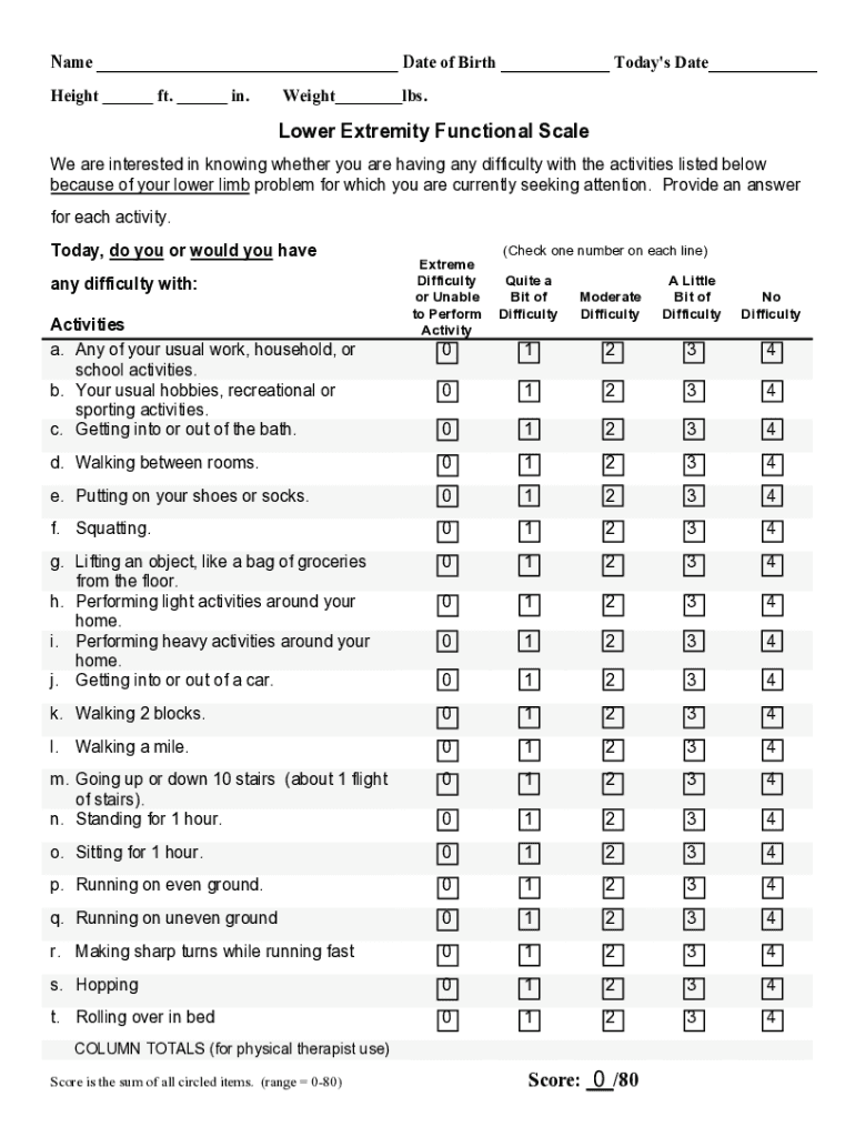 Lower Extremity Functional Scale