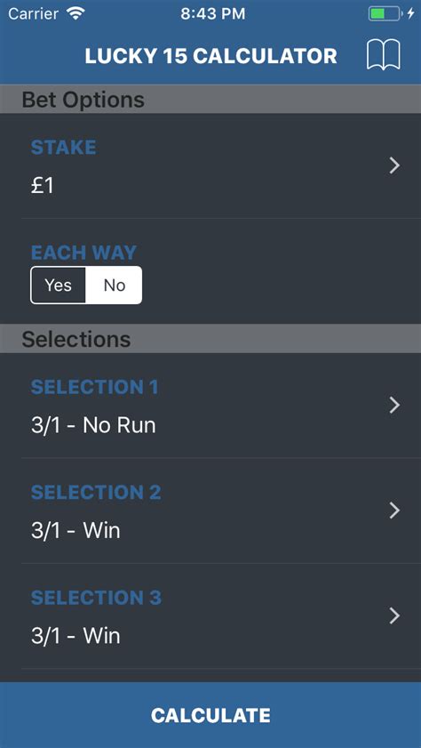 Lucky 15 Calculator App For Iphones And Android Work Out Your Bet