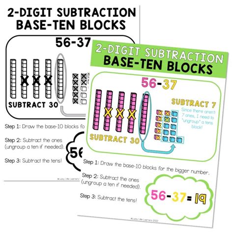 Lucky To Learn Math 2 Digit Subtraction With Base Ten Blocks Lesson