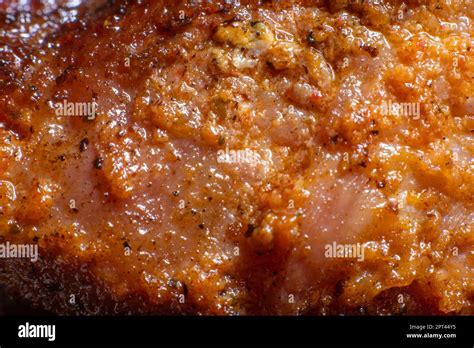 Macro Detail Of The Crust Of A Grilled Chicken Filet Stock Photo