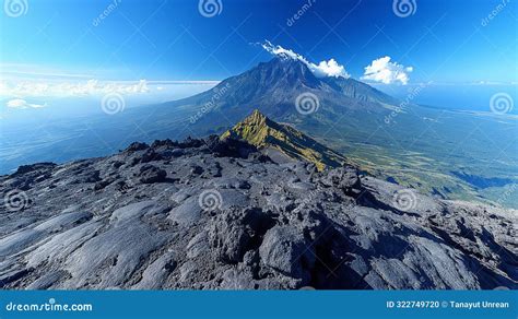 Majestic View From Puncak Jaya Summit Highest Peak In Oceania Stock