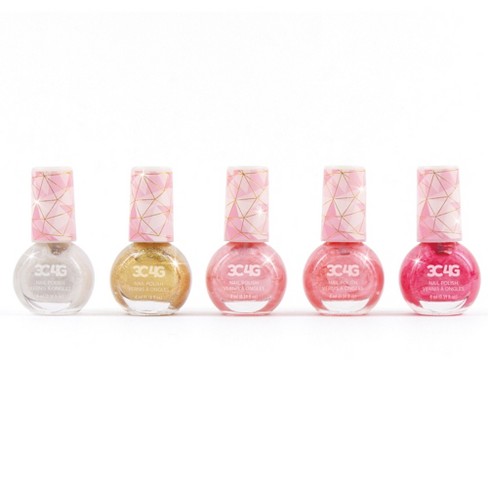 Make It Real Pink Gold Glamorous Nail Polish Hexagon 5 Bottles