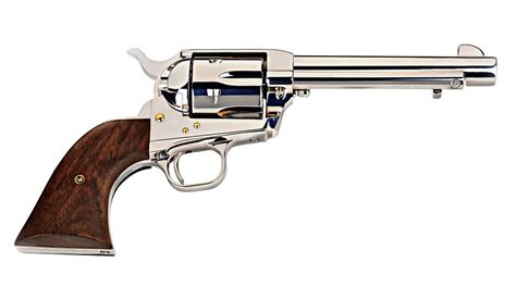Man With No Name Single Action 45 Colt 5 1 2 In Case Hardened Pre War 1 Piece Walnut With Silver Rattle Snake Inlay Rh Side Standard Blue Model Mp411ssi01